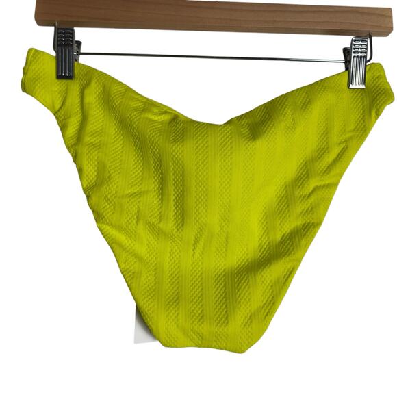 Becca Prima Neon Yellow Twist Front Hipster Bikini Swimsuit Bottoms Size Medium - Picture 9 of 13
